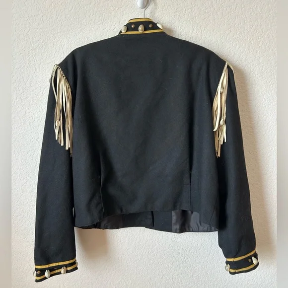 Vintage Double D Ranch Wool-Blend Fringe Jacket with Shell Accent, Size L - Picture 10 of 13